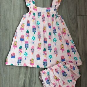 Pink Popsicle Print Toddler Dress Set
